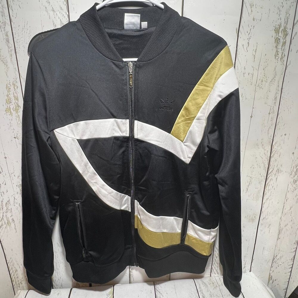 Adidas Originals Womens Jacket Black Track Top Trefoil Logo Vintage Retro Sz L